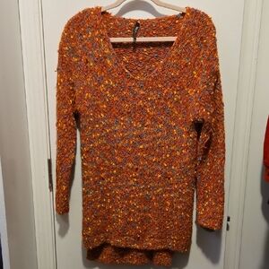 Vibrant Orange Speckled Women's Sweater